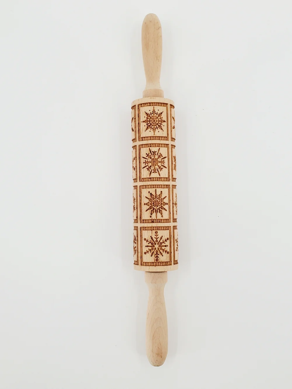 Snowflake Wooden Rolling Pin Embossing Christmas 14